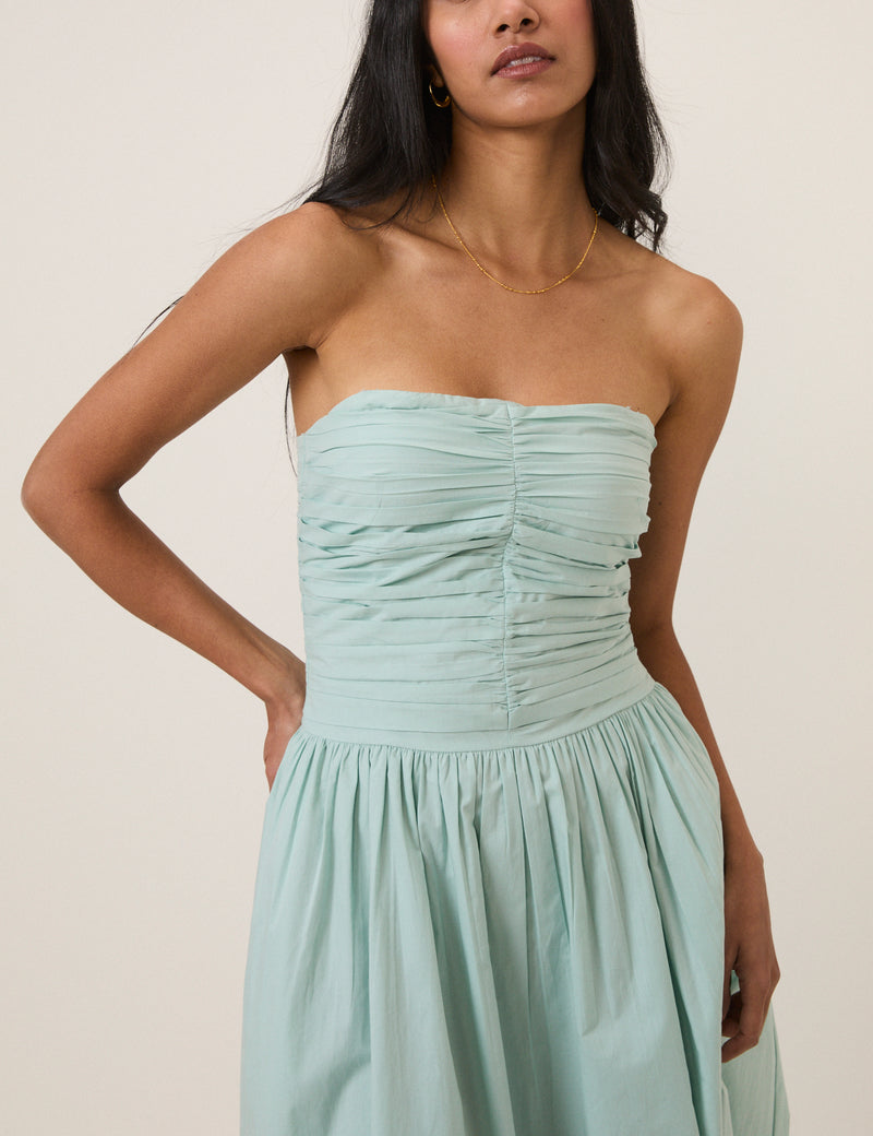 Blue Bandeau Rosalie Midi Dress