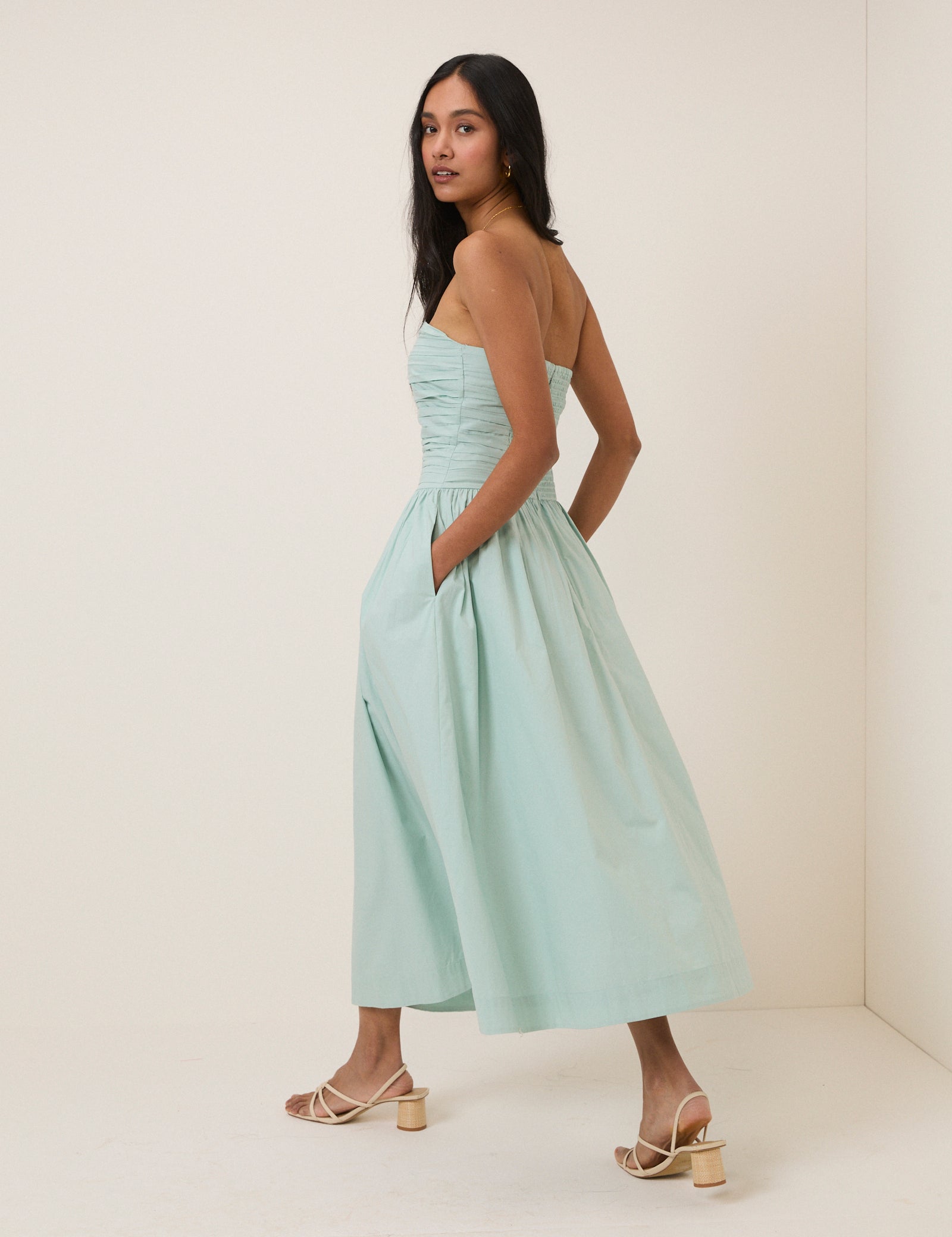 Blue Bandeau Rosalie Midi Dress