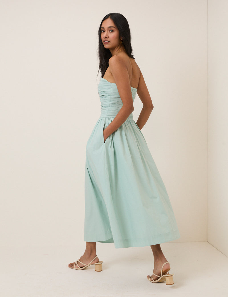 Blue Bandeau Rosalie Midi Dress