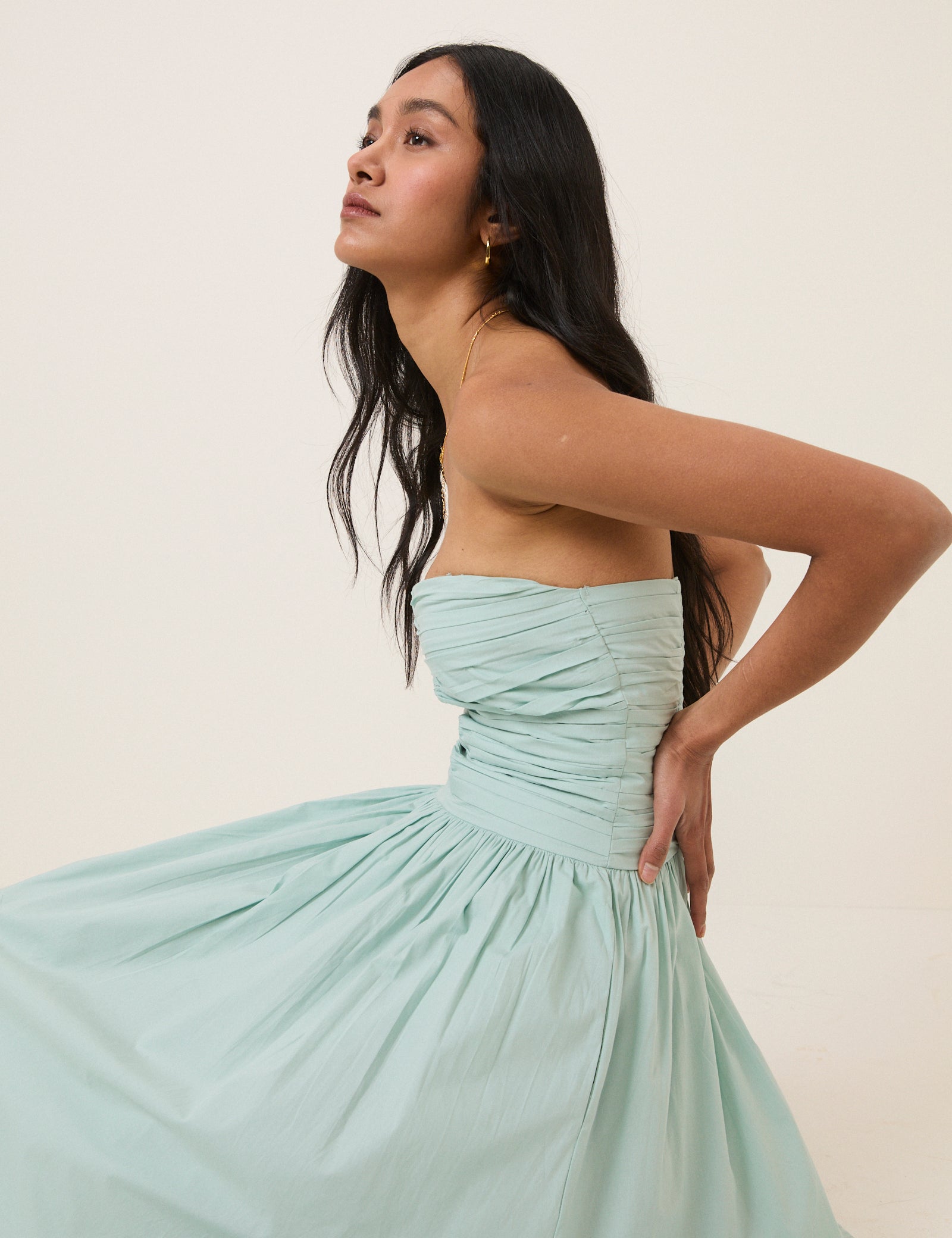 Blue Bandeau Rosalie Midi Dress