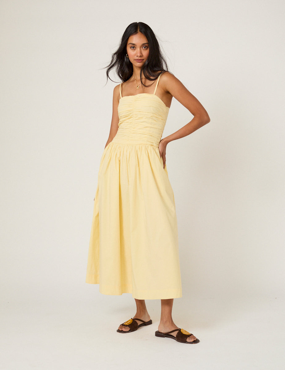 Butter Yellow Bandeau Rosalie Midi Dress