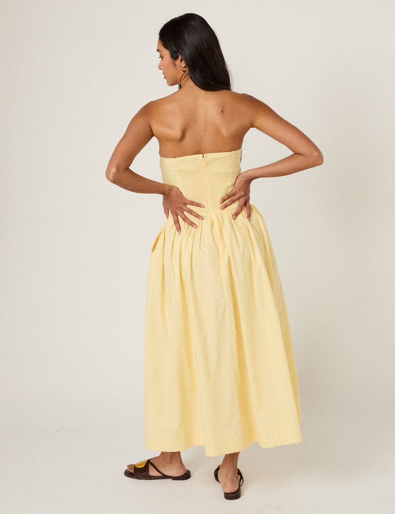 Butter Yellow Bandeau Rosalie Midi Dress