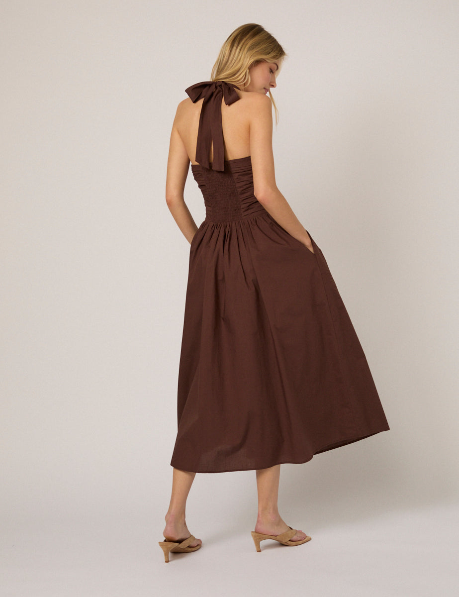 Brown Drop Waist Lilah Midi Dress Brown Drop Waist Lilah Midi Dress