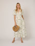 White Short Sleeve Floral Starlight Midi Dress