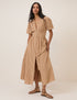 Orange Gingham Short Sleeve Starlight Midi Dress