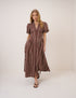 Cream and Brown Striped Starlight Midi Dress