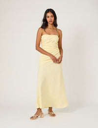 Butter Yellow Bandeau Kiva Midi Dress