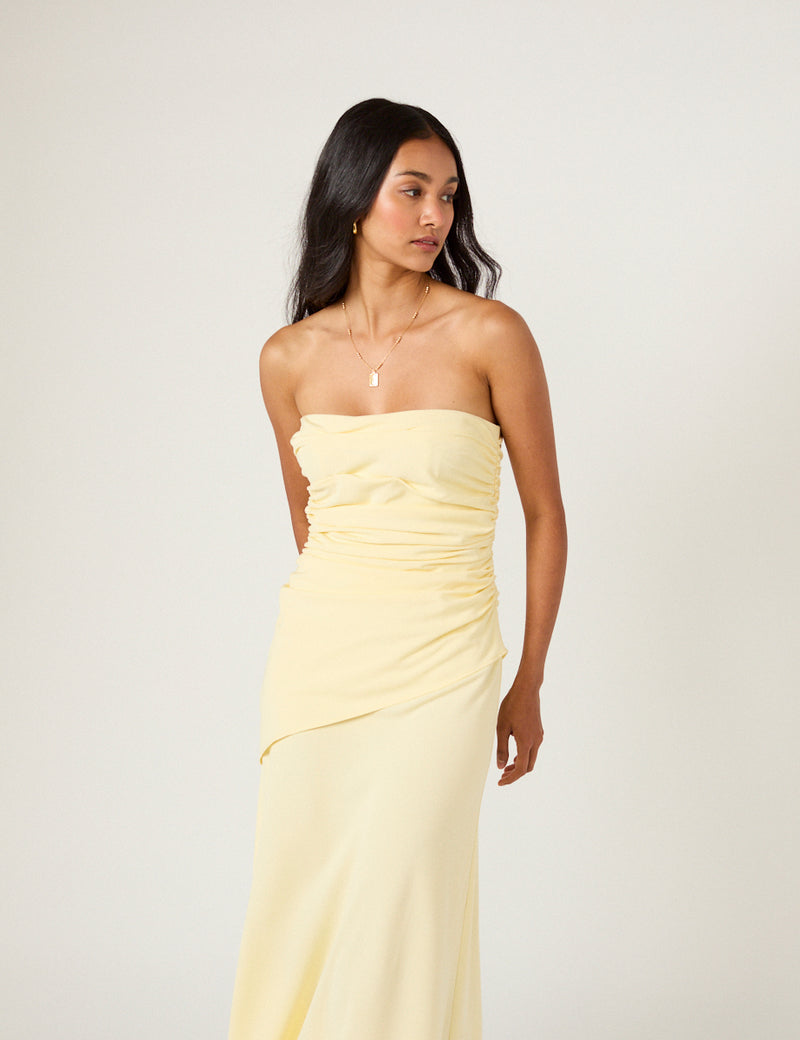 Butter Yellow Bandeau Kiva Maxi Dress