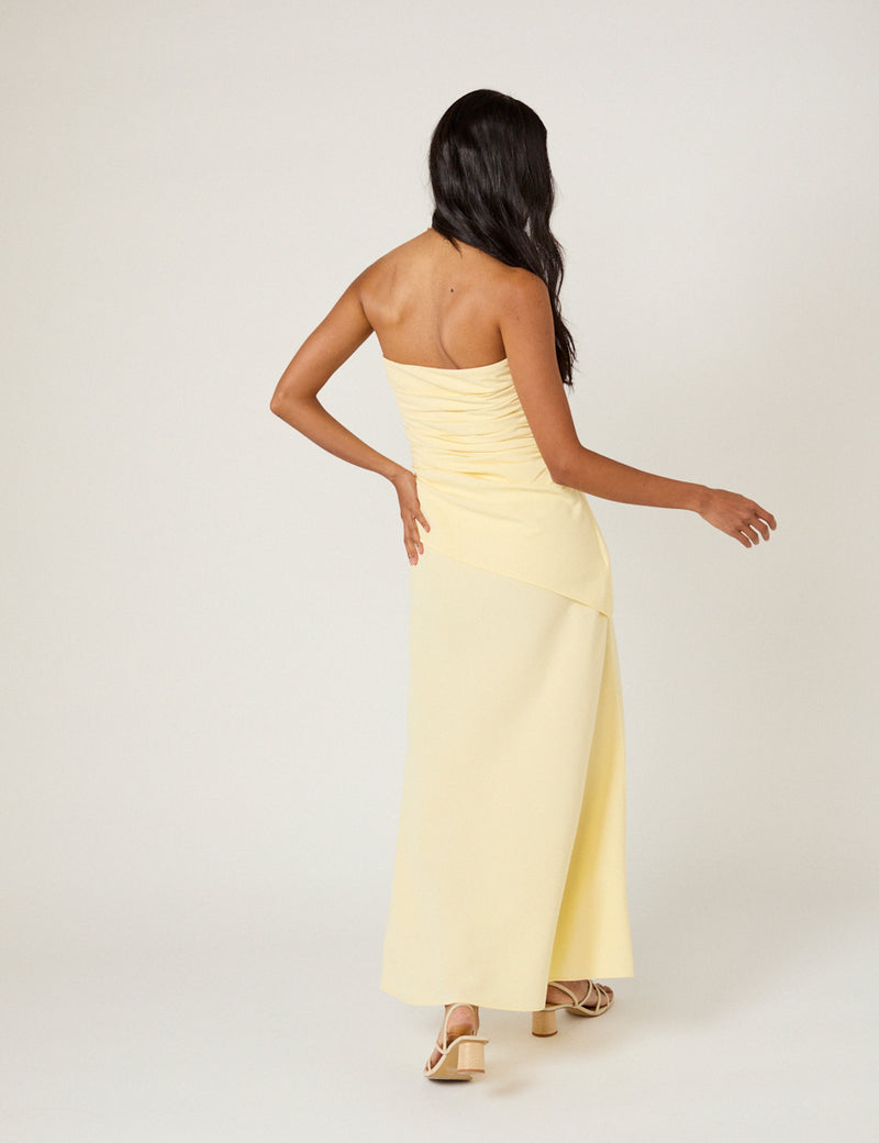 Butter Yellow Bandeau Kiva Maxi Dress