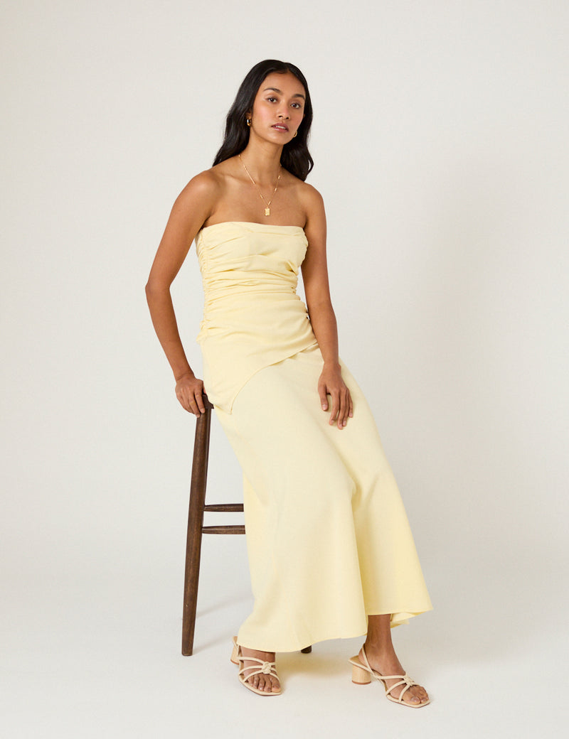 Butter Yellow Bandeau Kiva Maxi Dress