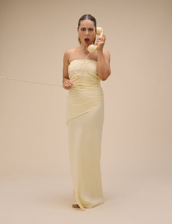 Butter Yellow Bandeau Kiva Midi Dress