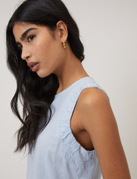 Light Blue Linen-Blend Top