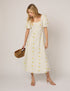 White Floral Puff Sleeve Melody Midi Dress