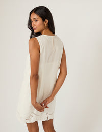 White Floral Embroidered Sonia Mini Dress