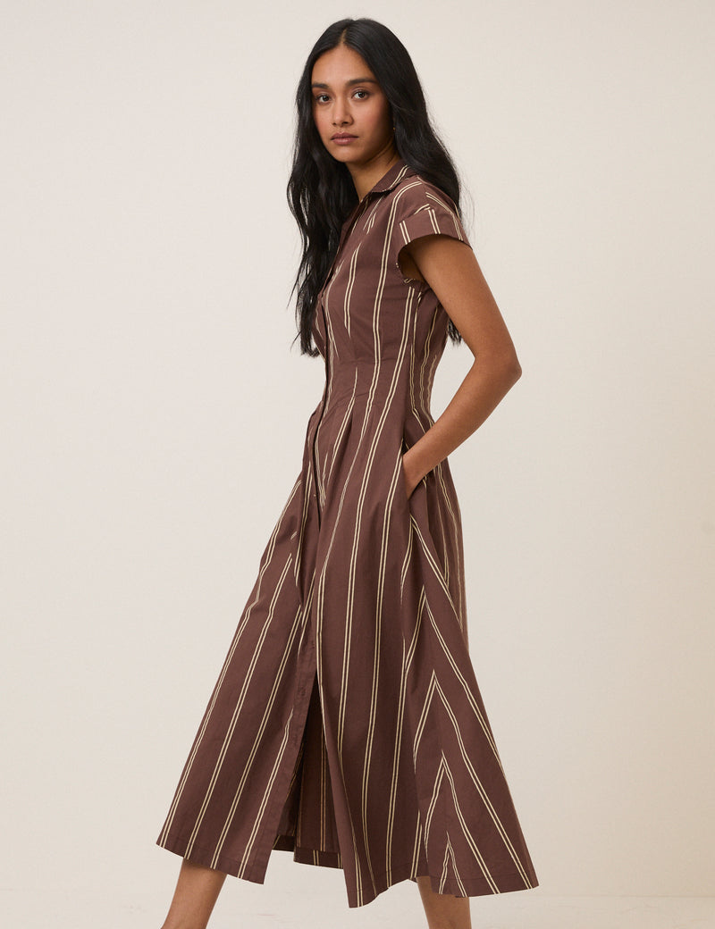 Brown Pinstripe Jane Shirt Dress