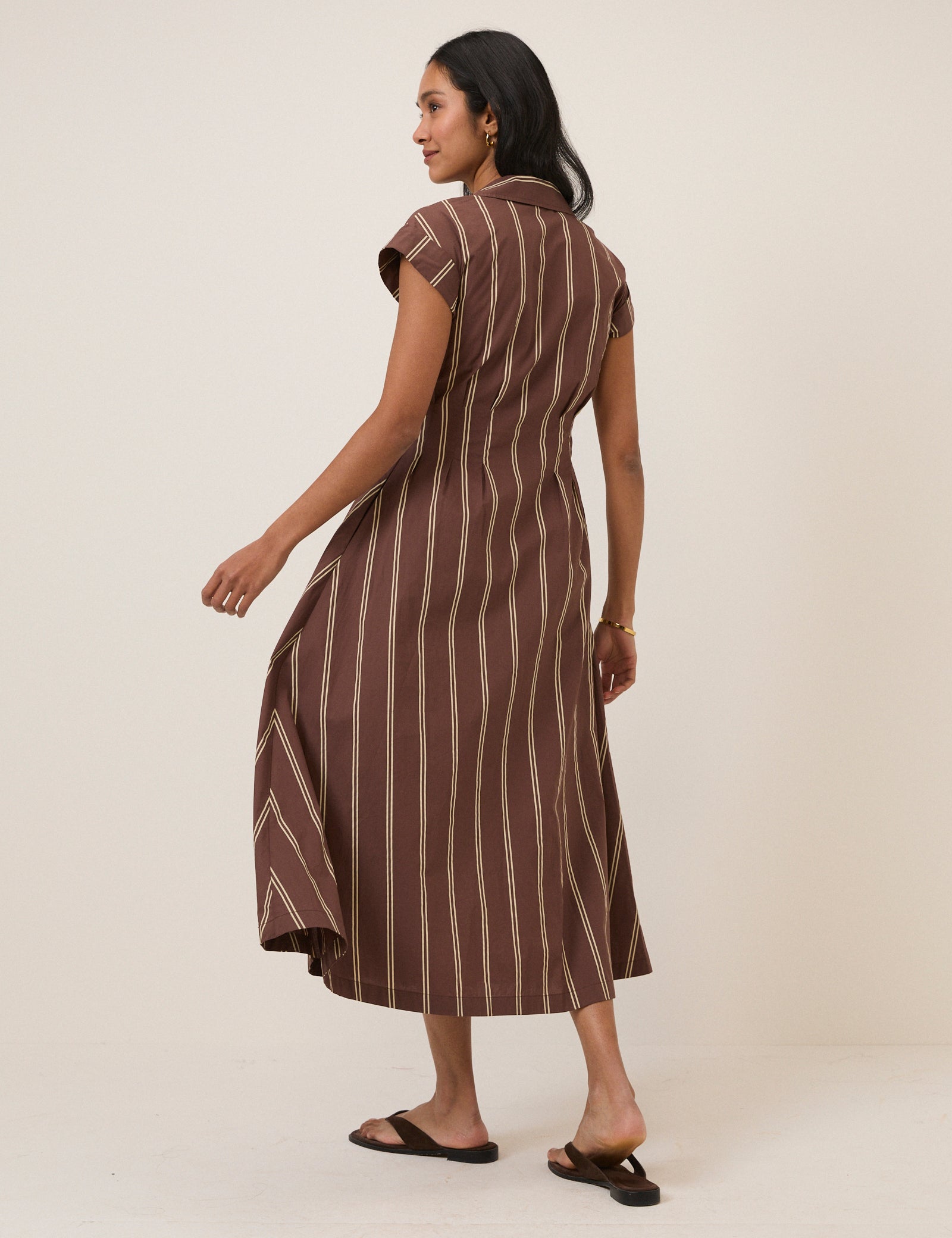 Brown Pinstripe Jane Shirt Dress