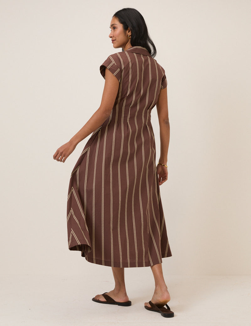 Brown Pinstripe Jane Shirt Dress
