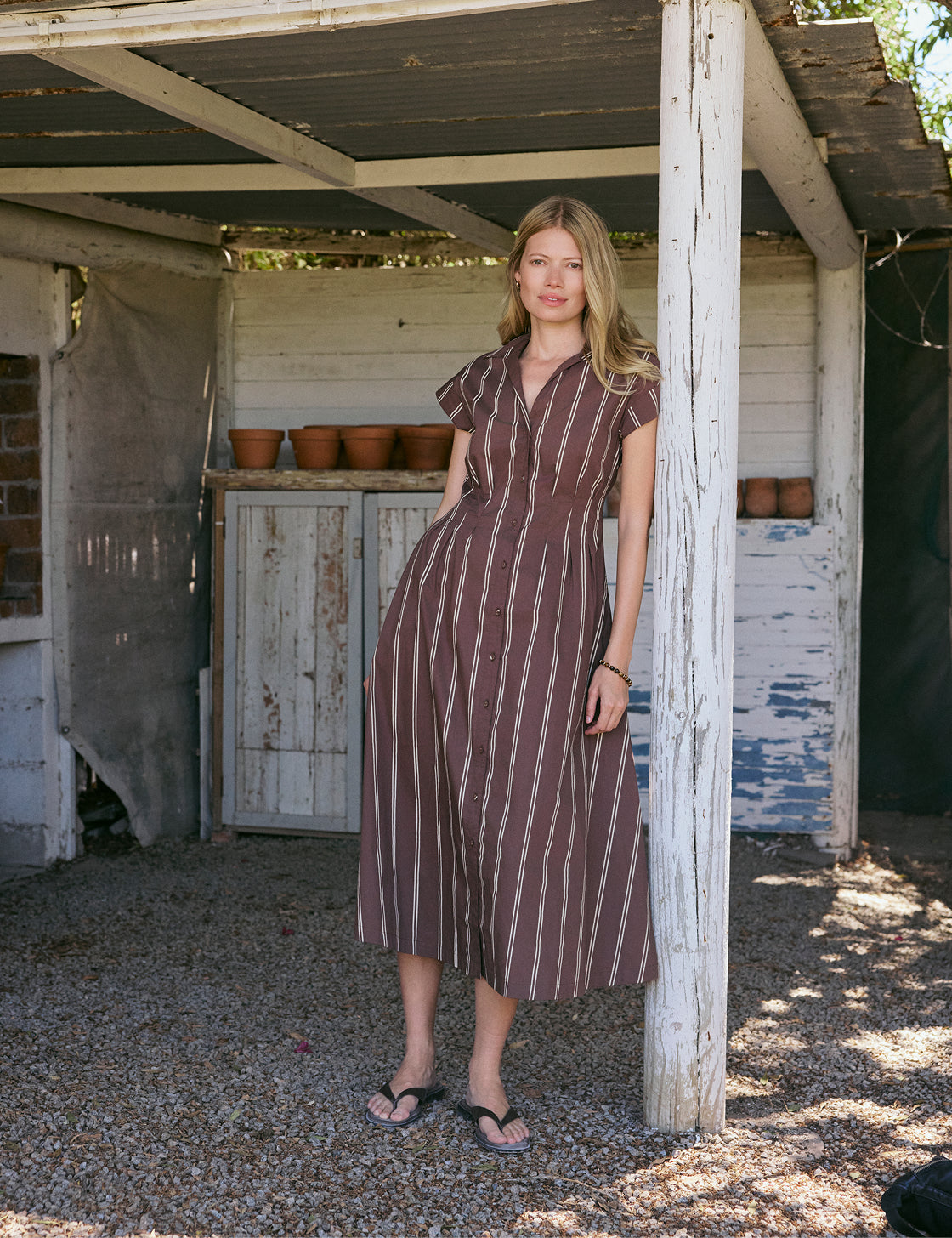 Brown Pinstripe Jane Shirt Dress Brown Pinstripe Jane Shirt Dress
