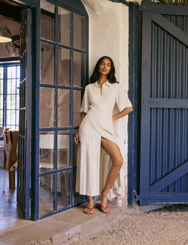Beige Dillon Shirt Dress