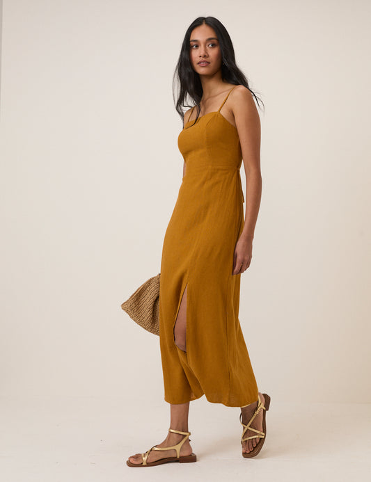 knee length dresses for ladies Halter Neck Split Fishtail Bodycon Midi Dress main image 0