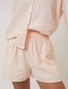 Peach Linen-Blend Elasticated Waist Shorts