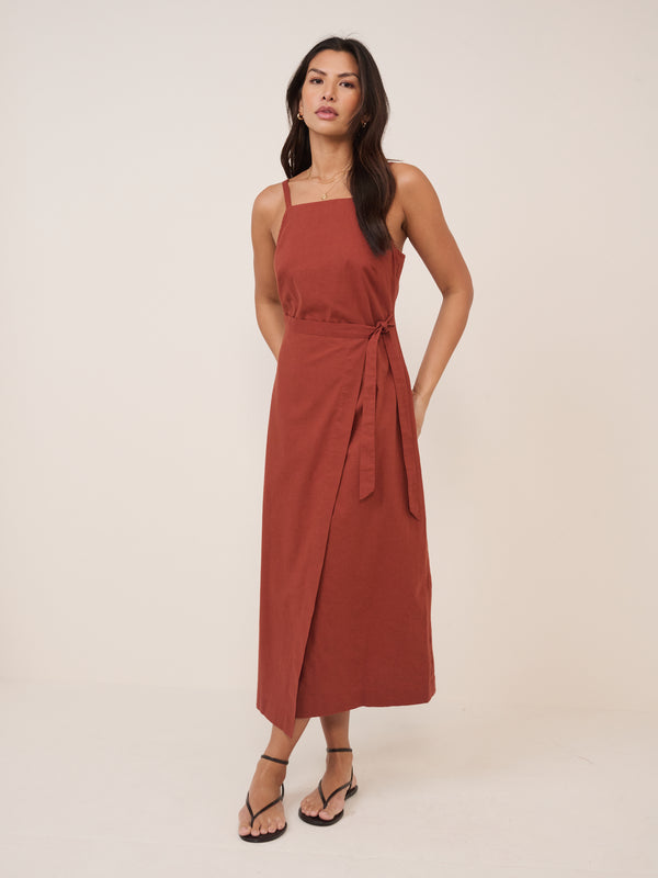 Rust Red Kourtney Midi Dress