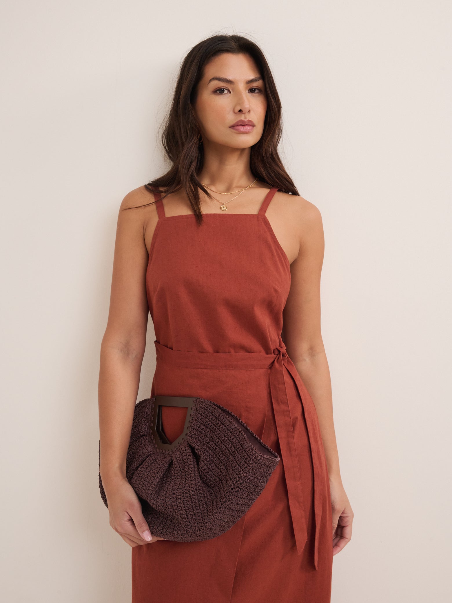 Rust Red Kourtney Midi Dress