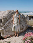 Green & Blue Striped Cedar Midi Dress