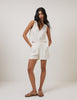 Cream Linen-blend Shorts