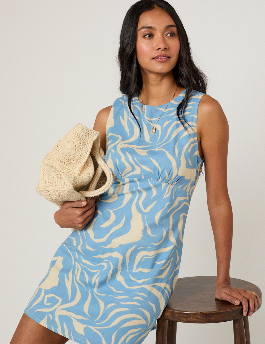 Blue Printed Vicky Mini Dress