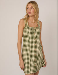 Green Gingham Harvey Fitted Mini Dress