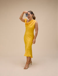 Yellow One Shoulder Minka Midi Dress