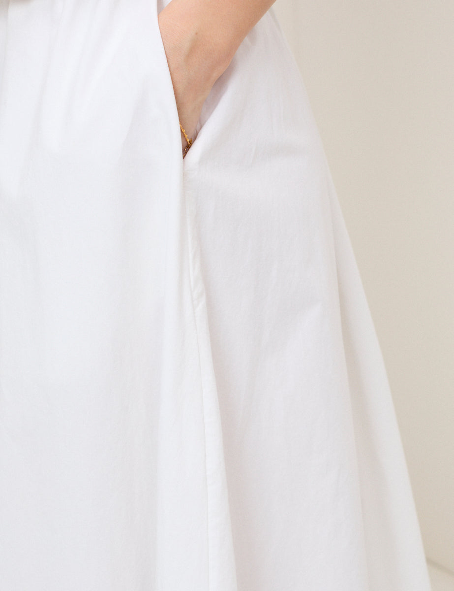 White Poplin Midi Skirt