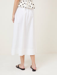 White Poplin Midi Skirt