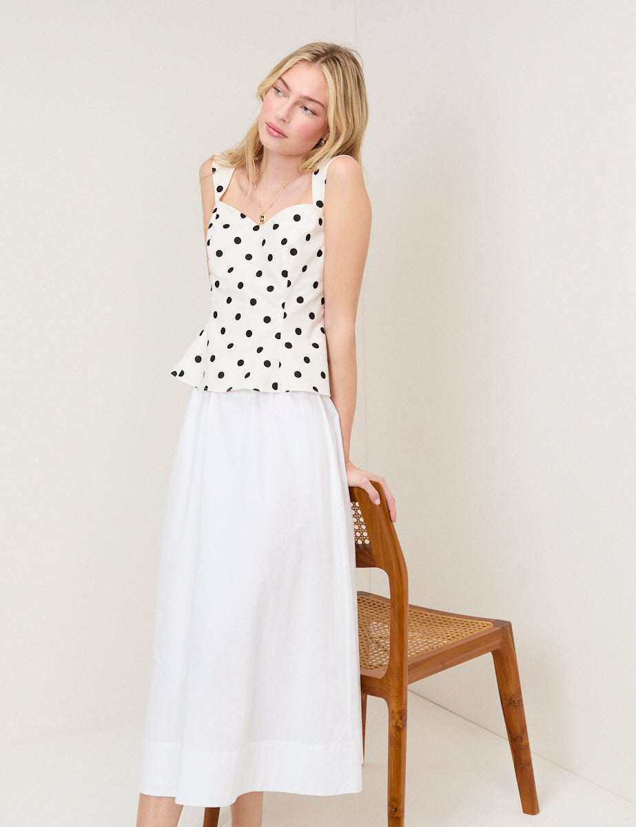 White Poplin Midi Skirt