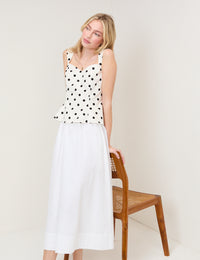White Poplin Midi Skirt