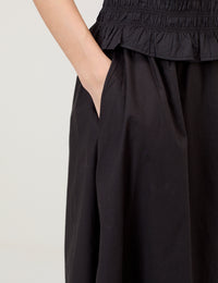 Black Poplin Midi Skirt