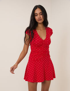 Red Polka Dot Harley Jersey Mini Dress