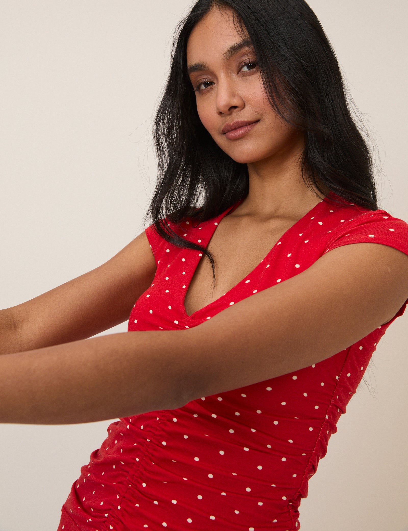 Red Polka Dot Harley Jersey Mini Dress Red Polka Dot Harley Jersey Mini Dress