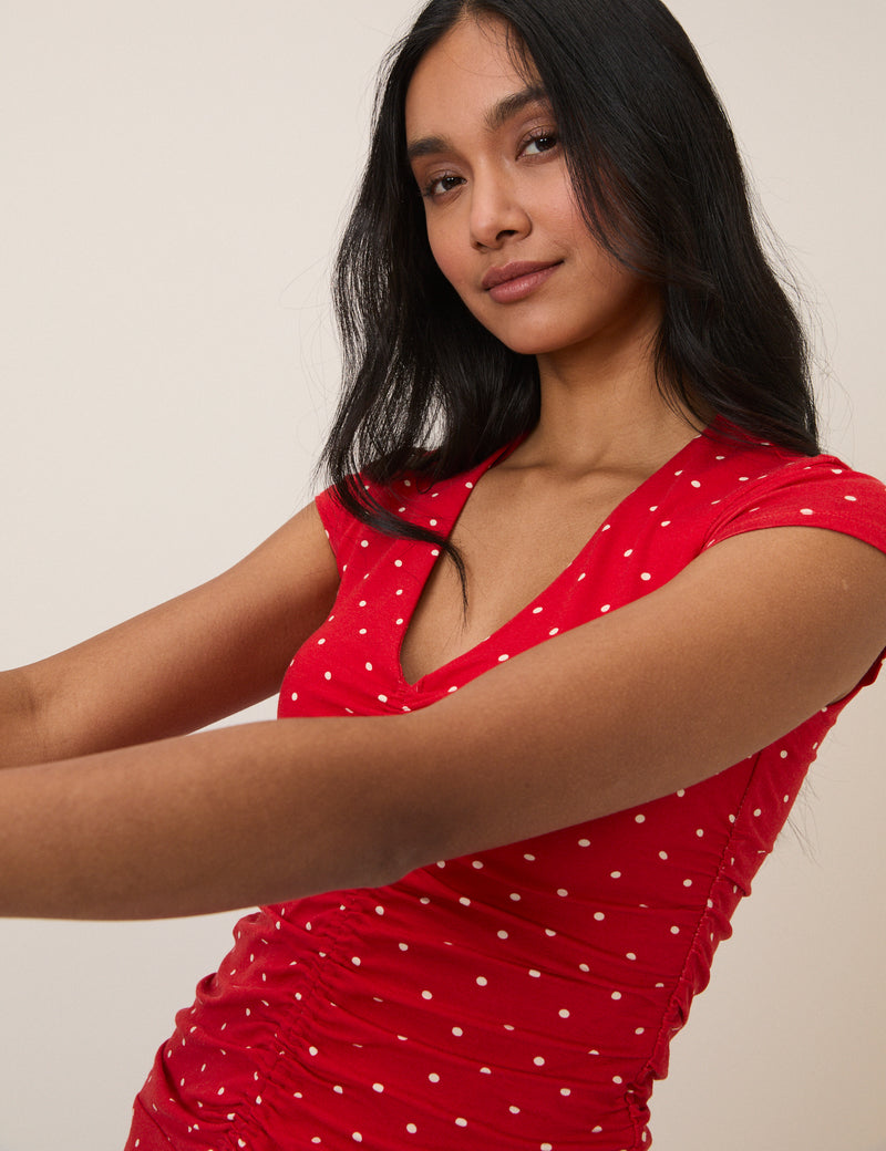 Red Polka Dot Harley Jersey Mini Dress