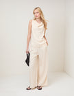 Cream Pinstripe Top & Trousers Set