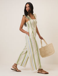 Green & Blue Stripe Maya Jumpsuit