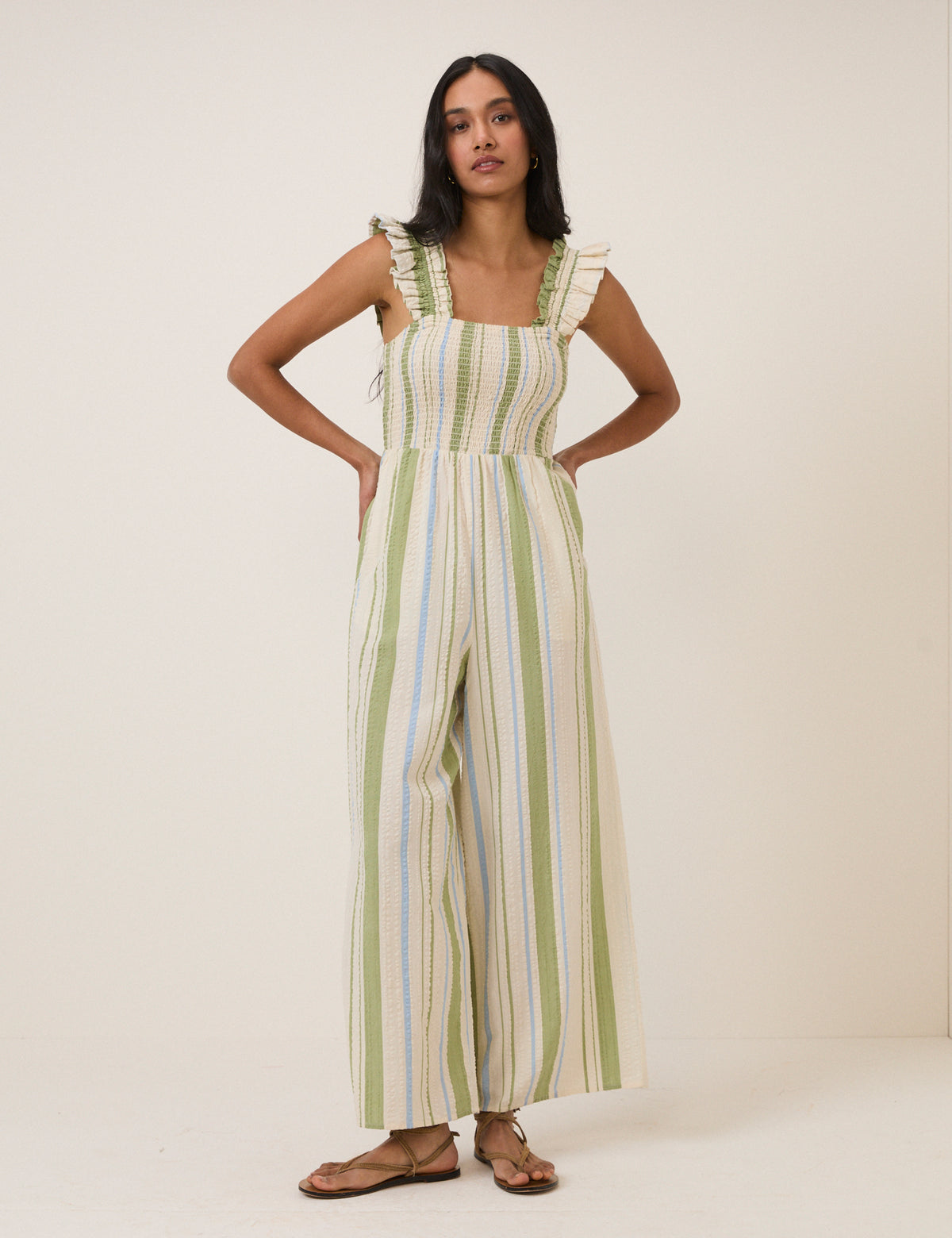 Green & Blue Striped Maya Jumpsuit