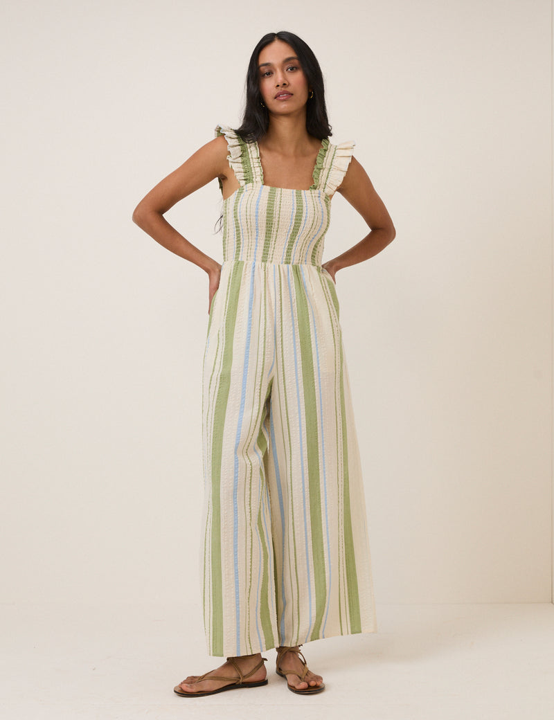Green & Blue Striped Maya Jumpsuit