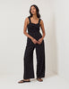 Black Shirred Jumpsuit