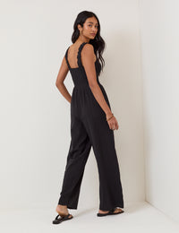 Black Shirred Jumpsuit