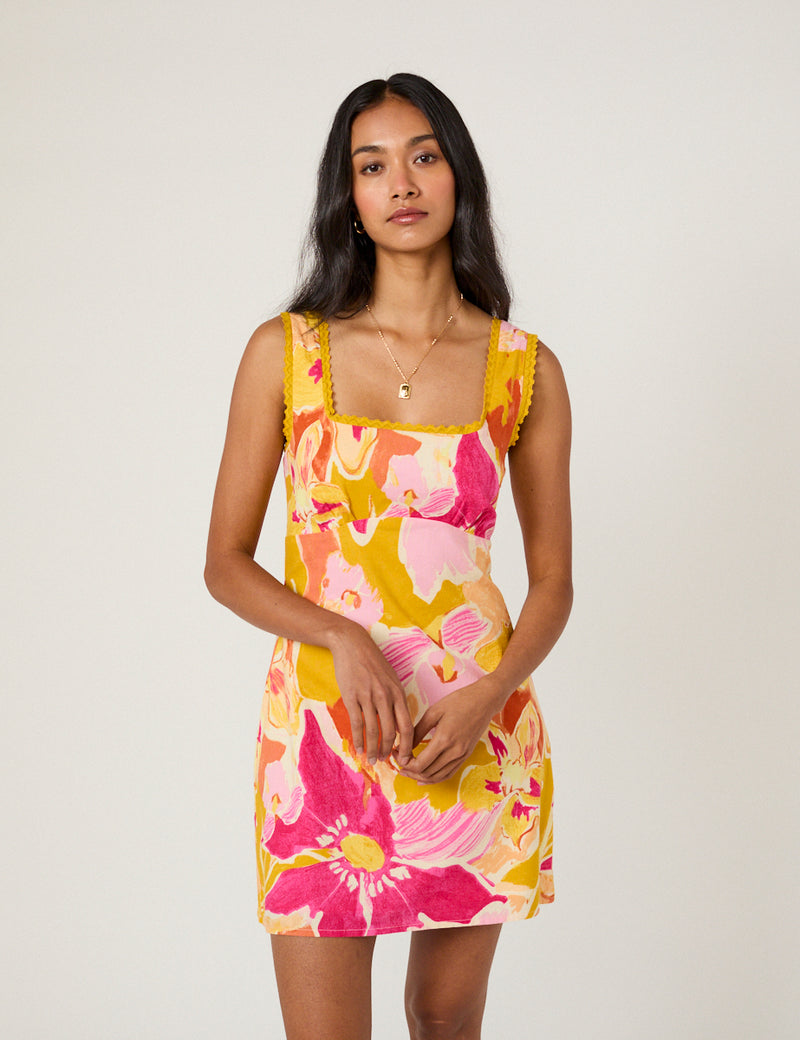 Yellow Floral Ciara Mini Dress