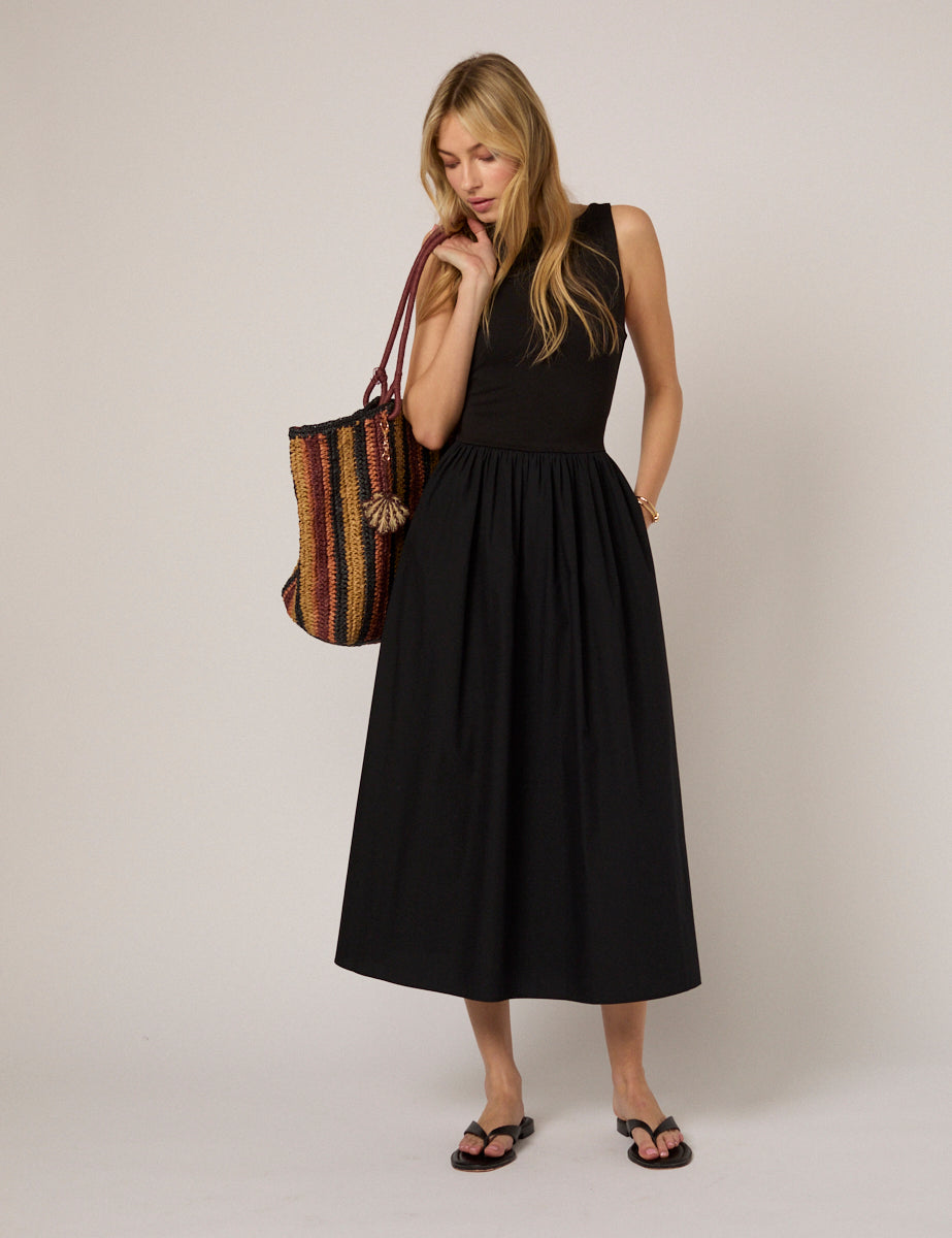 Black Fitted Bodice Eliana Midi Dress Black Fitted Bodice Eliana Midi Dress