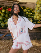 Cream Floral Embroidered Shirt