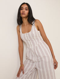 White Pinstripe Cora Jumpsuit